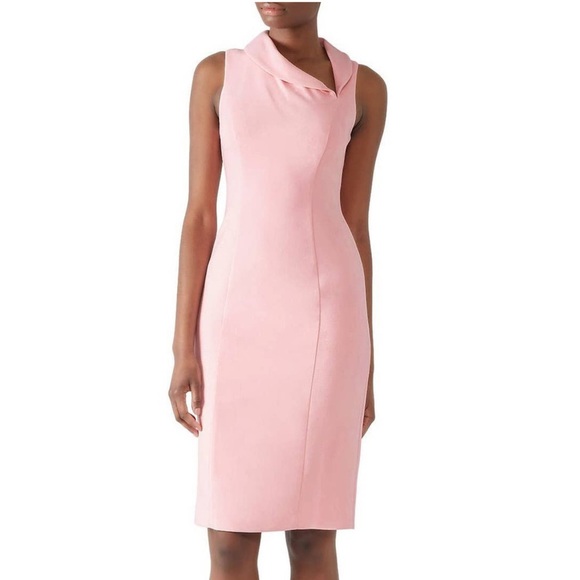 Black Halo Asymmetrical Light Pink Blaze Sheath Dress Sleeveless Collar Career - Picture 2 of 9